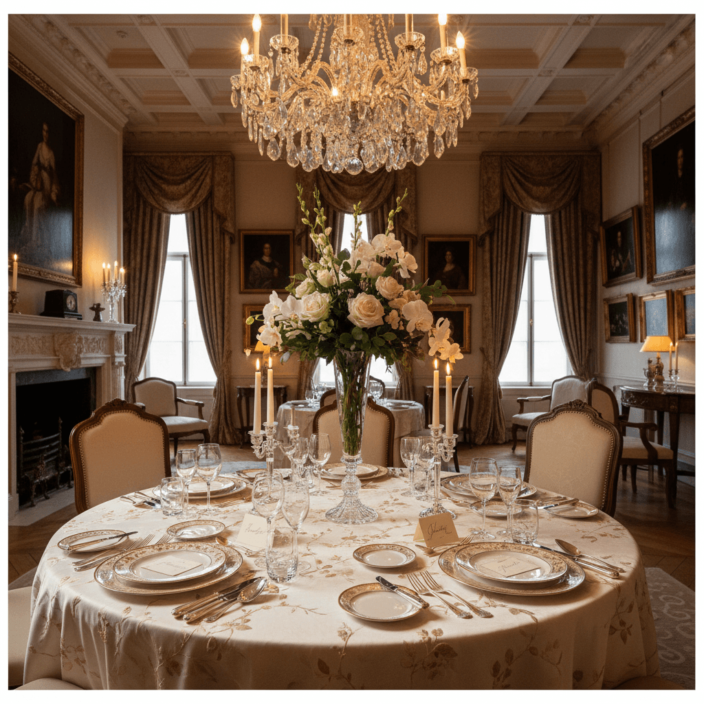 Elegant table setting for a small dinner party at home