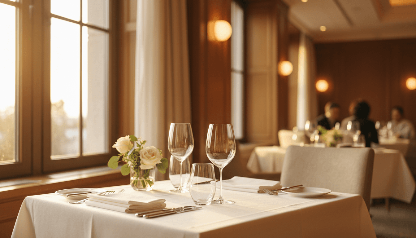 Elegantly set dinner table for a private chef experience in a home